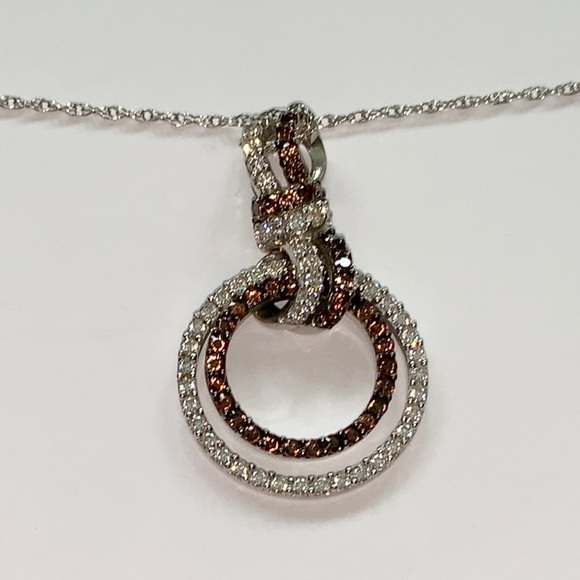 Judith Jack Jewelry - Judith Jack, 18”  double circle bronze and silver marcasite crystal necklace